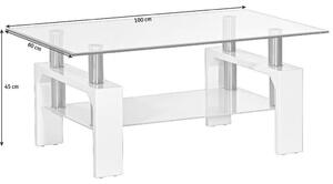 KONFERENČNÍ STOLEK, vysoce lesklá bílá, kov, sklo, kompozitní dřevo, 100/60/45 cm Carryhome - Konferenční stolky