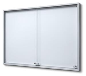 Interiérová informační vitrína s posuvnými dveřmi SLIM 18 x A4 - plechová záda, hliník