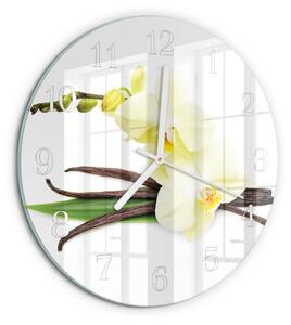 Skleněné hodiny na stěnu Vanilková orchidej zsob-fi30-00086536
