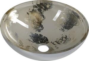 Sapho MURANO ANIMA 2 skleněné umyvadlo kulaté 40x14 cm, stříbrná/béžová AL5318-42