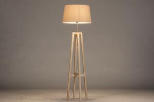 Stojací designová lampa Paola Beige and Natur Wood (LMD)