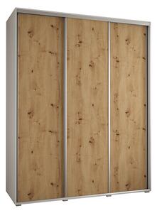 Šatní skříň s posuvnými dveřmi DAVOS 190cm | Bílá / DUB Artisan / stříbrné