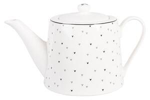 Bílá porcelánová konvička se srdíčky Lovely Day - 23*14*14 cm / 1000 ml - Clayre & Eef