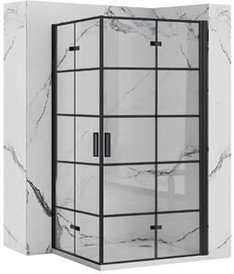 Rea Molier Black Double, sprchový kout se skládacími dveřmi 100(dveře) x 90(dveře), 6mm čiré sklo, černý profil, KPL-12012