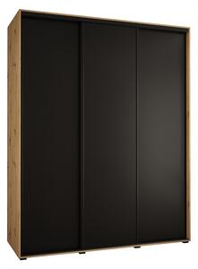 Šatní skříň s posuvnými dveřmi DAVOS 190cm | DUB Artisan / černá / černé pojezdy