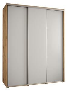 Šatní skříň s posuvnými dveřmi DAVOS 190cm | DUB Artisan / bílá / stříbrné