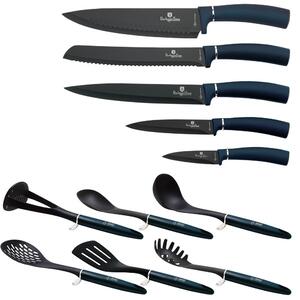 BERLINGERHAUS Sada nožů a kuchyňského náčiní ve stojanu 12 ks Aquamarine Metallic Line BH-6249