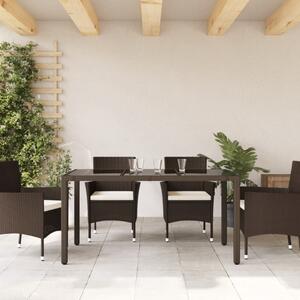 Zahradní stůl se skleněnou deskou hnědý 150x90x75 cm polyratan