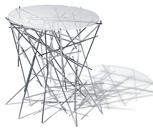 Konferenční, odkládací, kávový stolek Blow Up Alessi (barva- nerez lesk a sklo)