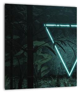 Obraz - Neonový trojúhelník v jungli (30x30 cm)