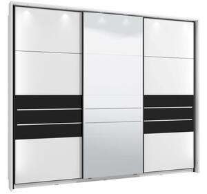 Skříň s posuvnými dveřmi Marat 270 s osvětlením – bílá/černá