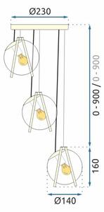 Toolight - Závěsná stropní lampa Zenit - zlatá - APP1090-3CP