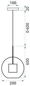 Toolight - Závěsná stropní lampa Glass Loft - zlatá - APP554-1CP