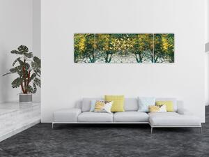 Obraz - Jeleni v zeleném lese (170x50 cm)