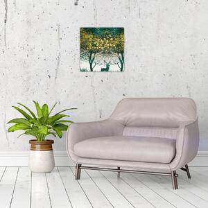 Obraz - Jeleni v zeleném lese (30x30 cm)