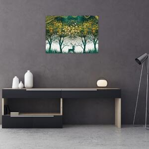 Obraz - Jeleni v zeleném lese (70x50 cm)