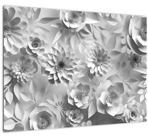 Skleněný obraz - Bílé květiny (70x50 cm)