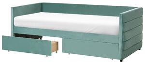 Denní postel s úložným prostorem Umělý samet MARRAY 90 x 200 cm Mátová