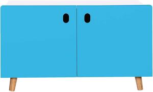SONGMICS Skříňka na hračky modrobílá 80 x 47 x 35 cm