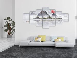 Obraz - Hory v mlze (210x100 cm)
