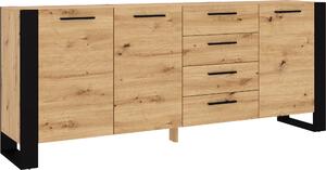 Komoda Nuka K 197 cm Příborník Highboard Cabinet Artisan Dub / Černá
