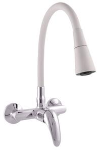 Dřezová baterie RAV SLEZÁK Sázava se silikonovým ramínkem 100 mm šedá/chrom SA502.0/13S