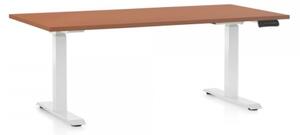 Výškově nastavitelný stůl OfficeTech C, 160 x 80 cm, bílá podnož třešeň