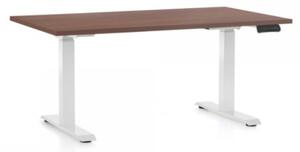 Výškově nastavitelný stůl OfficeTech C, 140 x 80 cm, bílá podnož ořech