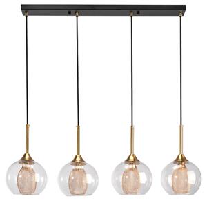 Toolight - Závěsná stropní lampa Glass Loft - černá/zlatá - APP899-4CP