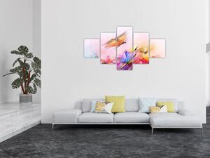 Obraz - Motýl nad květinou, abstrakce (125x70 cm)