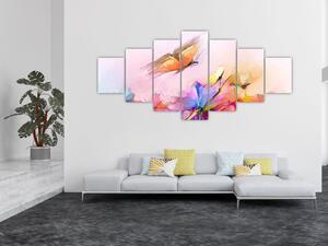 Obraz - Motýl nad květinou, abstrakce (210x100 cm)