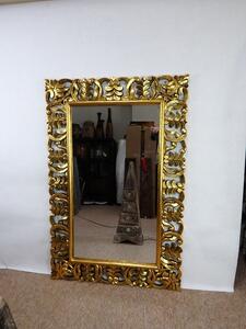 Zrcadlo DREAM zlaté , 120x80 cm, exotické dřevo, ruční práce