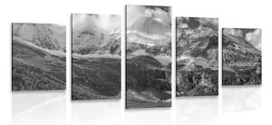 5-dílný obraz majestátní horská krajina v černobílém provedení Varianta: 200x100