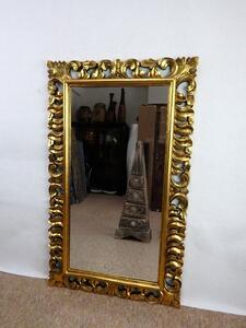 Zrcadlo LUGAR zlaté,100x60 cm, exotické dřevo, ruční práce
