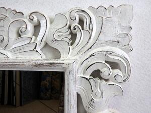 Zrcadlo TULIP bílé, 80x60 cm, exotické dřevo, ruční práce