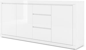 Komoda Bello Bianco IV 195 cm prádelník bílý mat / bílý lesk