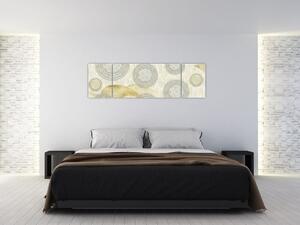 Obraz - Abstrakce, mramorové kruhy (170x50 cm)