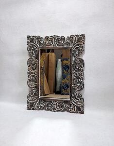 Zrcadlo TULIP hnědá tmavá, 80x60 cm, exotické dřevo, ruční práce