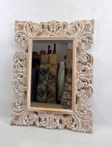 Zrcadlo TULIP hnědá natural, 80x60 cm, exotické dřevo, ruční práce