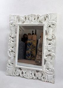 Zrcadlo TULIP bílé, 80x60 cm, exotické dřevo, ruční práce