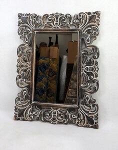 Zrcadlo TULIP hnědá tmavá, 80x60 cm, exotické dřevo, ruční práce