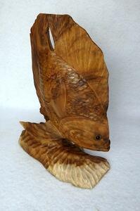 Soška RYBKA, 30 cm, exotické dřevo, ruční práce