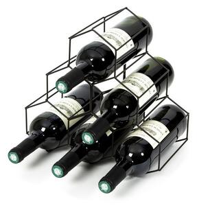 Stojan na láhve vína Compactor Hexegon, 6 dílů, černá
