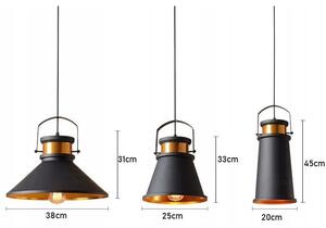 Toolight - Závěsná stropní lampa Asti ABC - černá/zlatá - APP177-3CP
