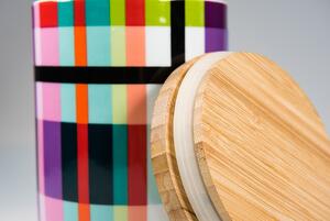 Porcelánová dóza s dřevěným víkem malá Verano REMEMBER (Barva-barevné pruhy)