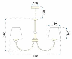 Toolight - Závěsná stropní lampa Vintage - zlatá - APP1014-5CP