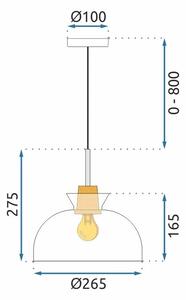 Toolight - Závěsná stropní lampa Suez - černá/transparentní - APP1184-1CPC