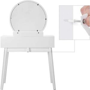 SONGMICS Toaletní stolek s židlí bílý 80 x 128 x 40 cm