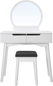 SONGMICS Toaletní stolek s židlí bílý 80 x 128 x 40 cm