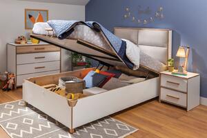 Studentská postel 100x200cm s úložným prostorem Dylan - bílá/dub světlý